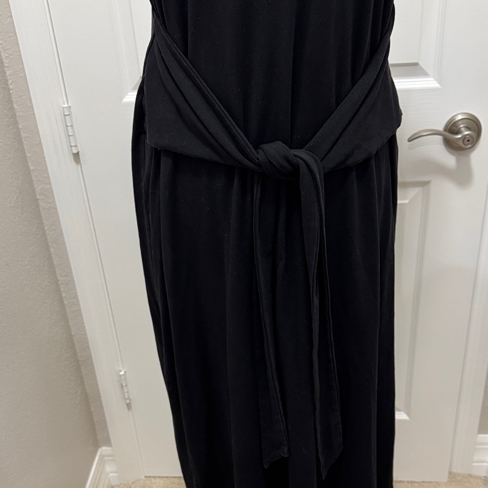 Eileen Fisher Black Sleeveless Dress with Front Tie - Picture 2 of 8